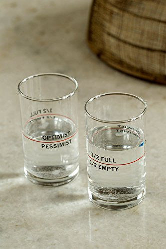 Glass is Half Empty / Half Full - Optimist / Pessimist - Drinking Glasses - Set of 2 - Mellow Monkey