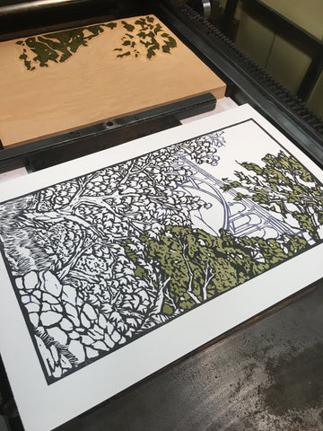 Multiple Color Woodblock Printing by Hand