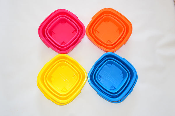 4 Pack Pail Bundle (Pink, Blue, Yellow, and Orange) - Packable Pails, LLC - 4