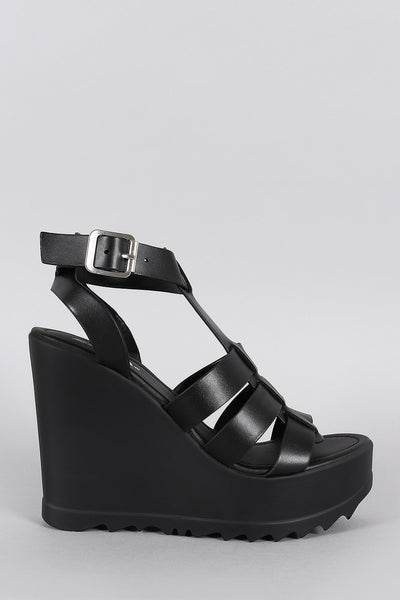 Soda Strappy Open Toe T-Strap Lug Sole 