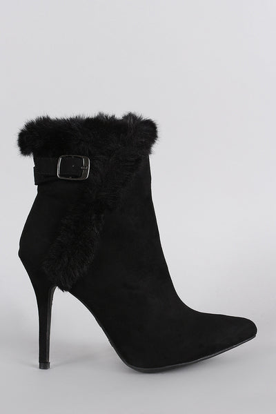 ankle boots with fur collar
