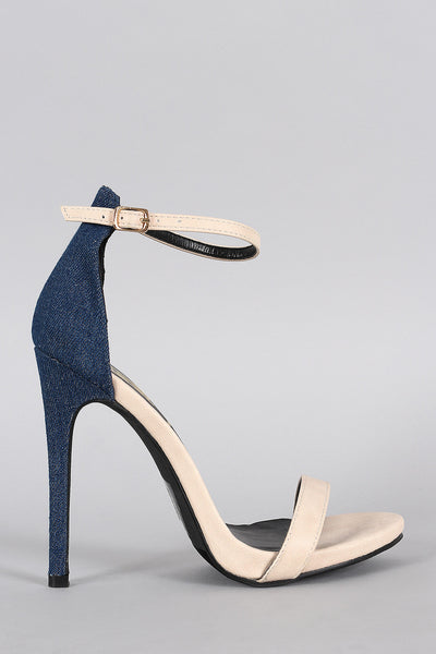 denim open toe heels