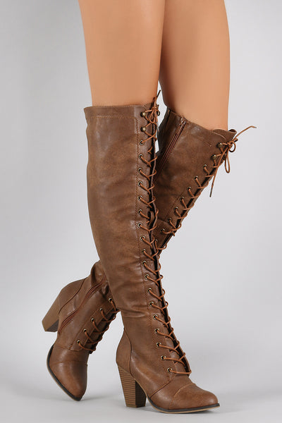 over the knee boots lace up front