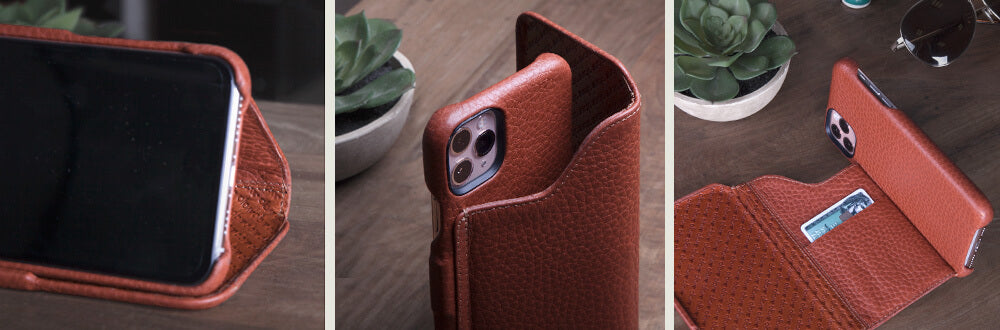 Customizable Folio Wallet Stand iPhone 11 Pro Max leather case