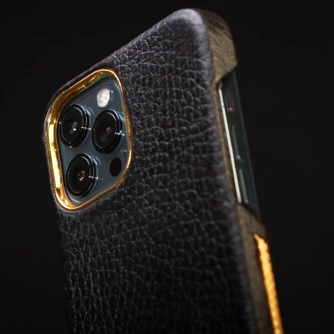 Customizable Gold iPhone 12 Pro Max Grip Leather Case