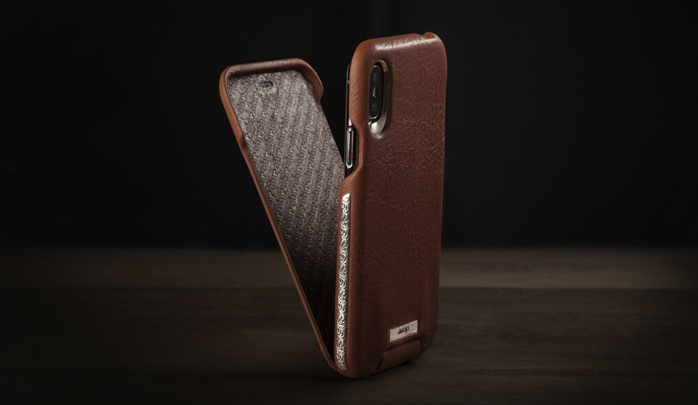 Custom Top Silver iPhone X / iPhone Xs Leather Case