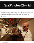 Image of San Francisco Chronicle banner and photo of Staffan Terje in his kitchen at Perbacco Restaurant courtesy of the San Francisco Chronicle Liz Hafalia