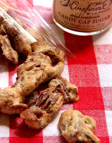 Candy Cap Candied Pecans made with Wine Forest Wild Foods Wild Pecans and Candy Cap Mushroom Sugar