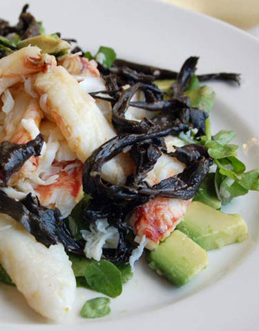 Tom's Dungeness Crab & Black Trumpet Salad made with Wine Forest Wild Foods premium dried black trumpet mushrooms