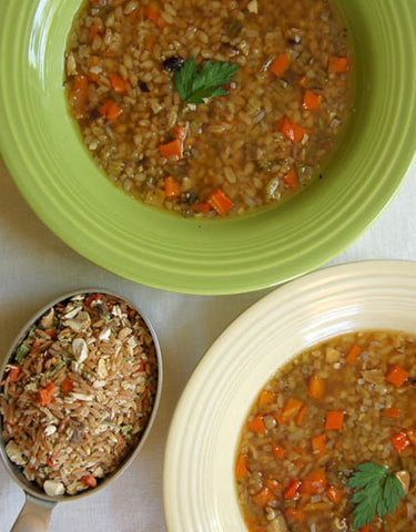 Bowls of Forest Farro Soup made with Wine Forest Wild Foods Wild Side Forest Farro