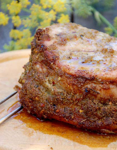 Porchetta Roast made with Wine Forest Wild Foods Wild-Harvested Fennel Pollen Rub