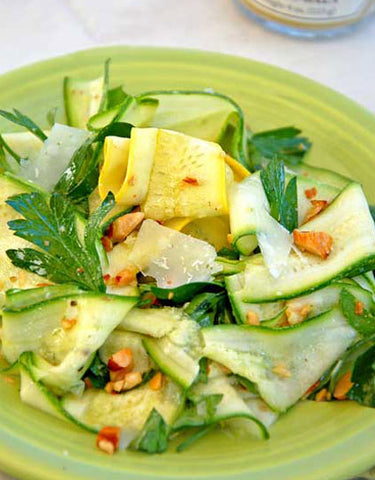Shaved Summer Squash Salad made with Wine Forest Wild Foods Wild Harvested Fennel Salt