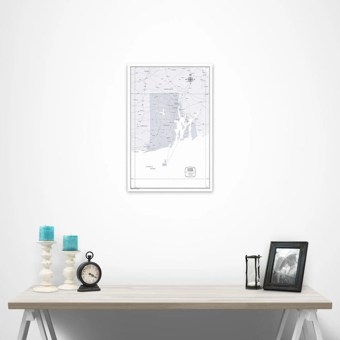 Push Pin Rhode Island Map (Pin Board/Poster) - Light Gray Color Splash CM Pin Board