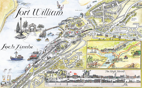 Fort William Tourist Map Tea Towel