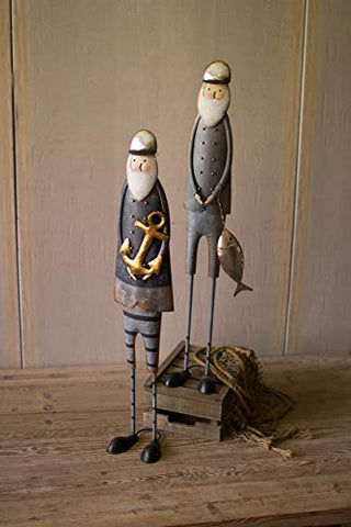 Set Of Two Painted Metal Fishermen - Les Spectacles French Industrial