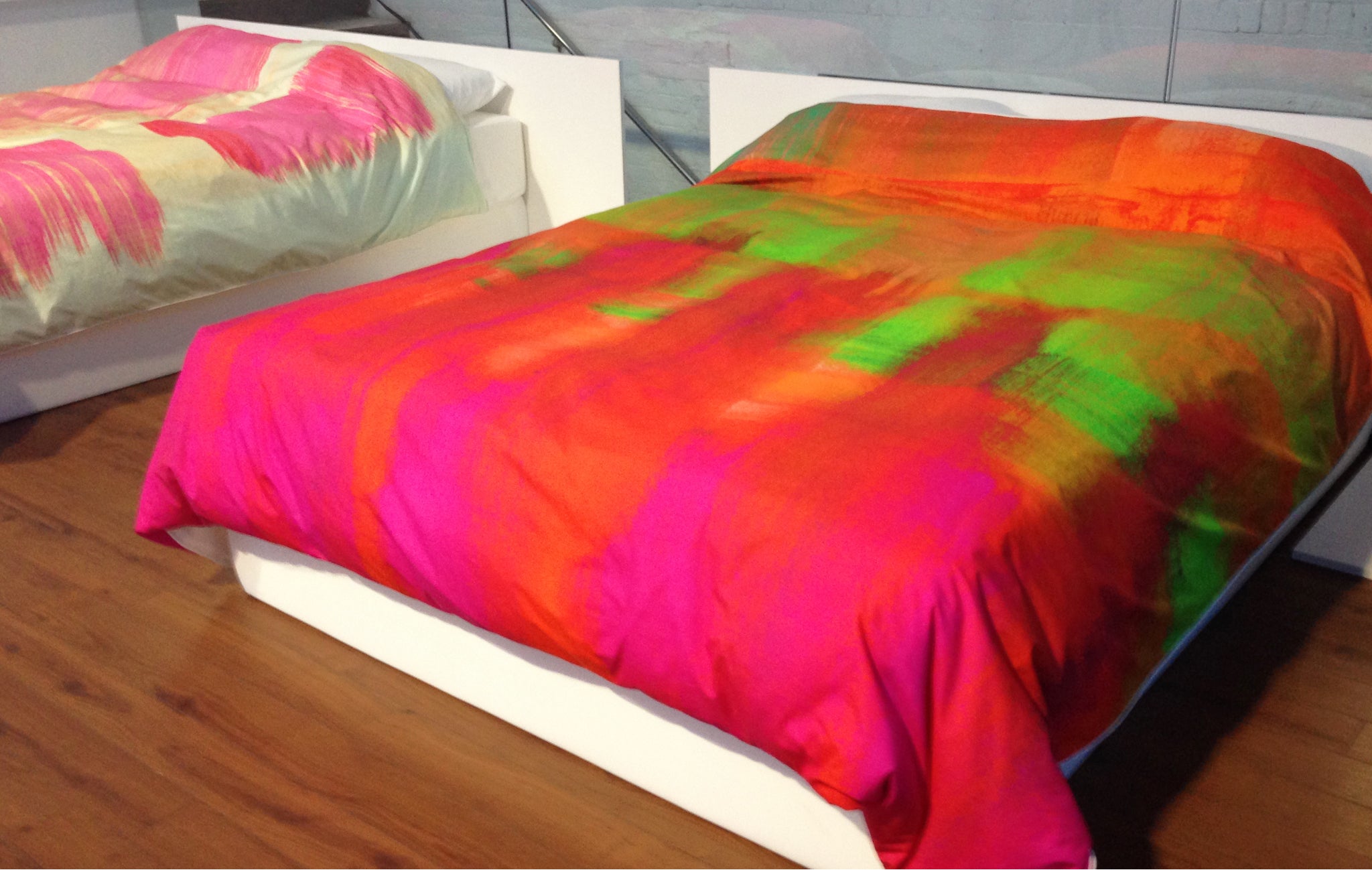 ZayZay vibrant duvet covers in showroom