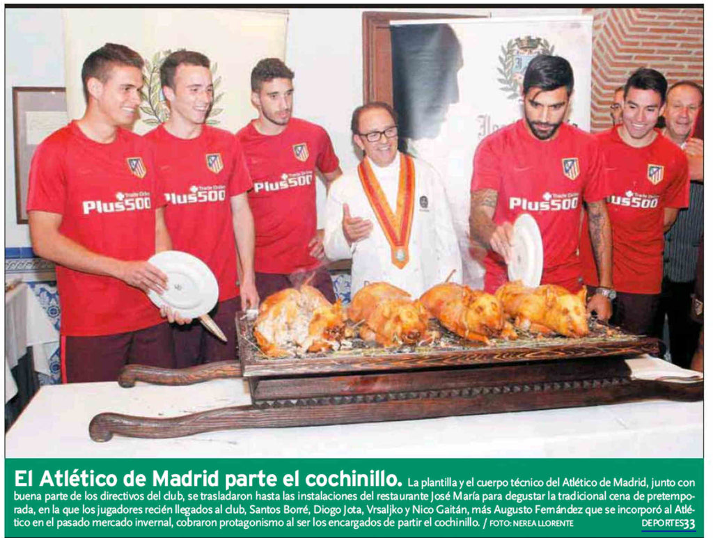 El Atleti trincha el cochinillo con el plato al estilo segoviano