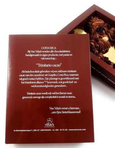 Sinterklaas chocolade, Chocoladeletters, letter, pakjesavond, Sint chocolade, relatiegeschenken, amsterdam