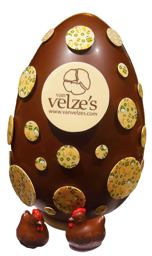 Arresteren vergeten Telemacos REUZE CHOCOLADE PAASEI !!! met eigen logo (ca. 6 Kilo chocolade) – Van  Velze's Chocolaterie
