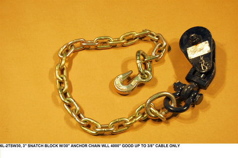 3" Snatch Block W/30" Anchor Chain Wll 4000#
