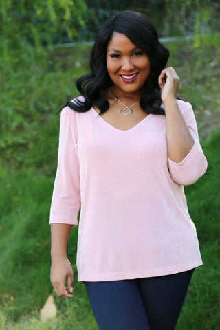 allegra in a pink top