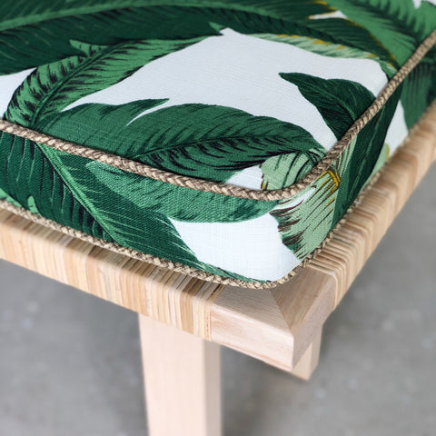 Square Fox_ Green Palm_Bench Seat Cushion