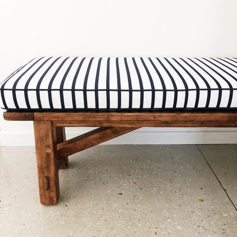 Square Fox_Bench Seat Cushion_Sunbrella Indigo Luxe