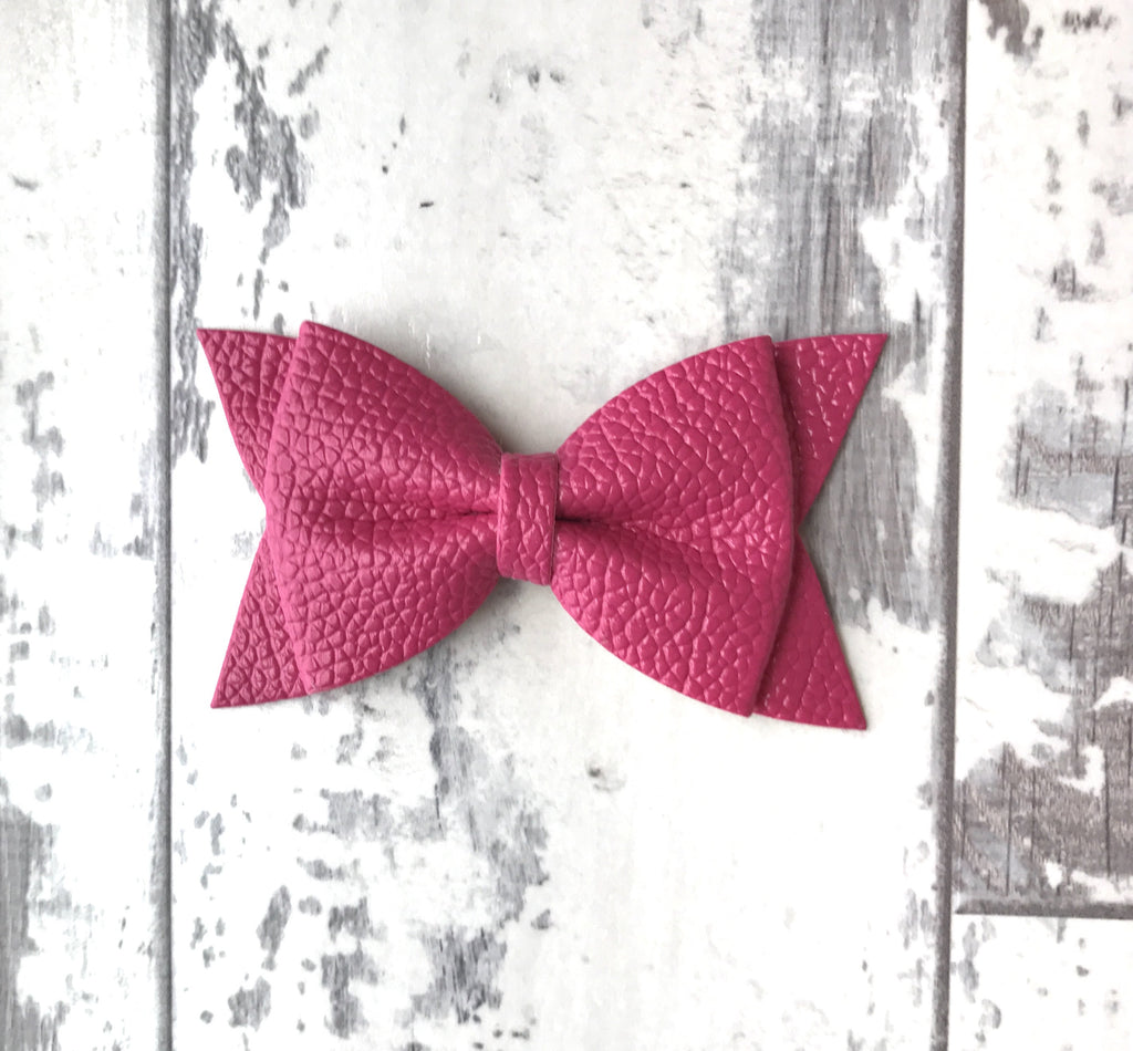 Magenta Daphne Vegan Leather Bow