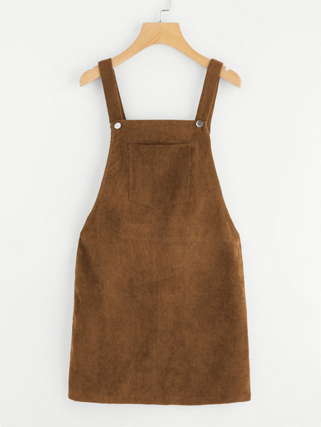 Vestido Café Overall con Cierre al Costado *