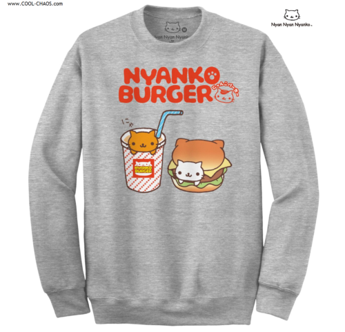 Nyanko Burger Cat Sweatshirt Kawaii Kitty Pullover Juniors Sweatshir Cool Chaos Com