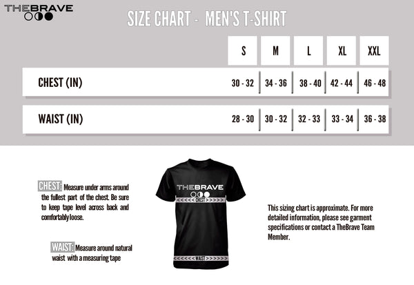 MEN'S STANDARD T-SHIRT - SIZE CHART