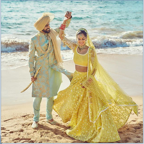 Indian bride wearing yellow outfit