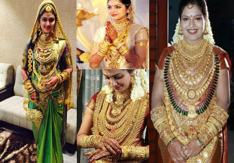 south asian bride wearing gold jewellery