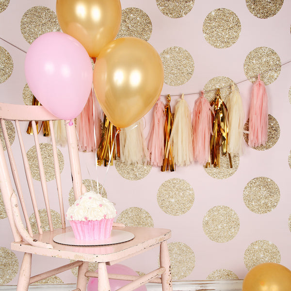 pink and gold tassel garland