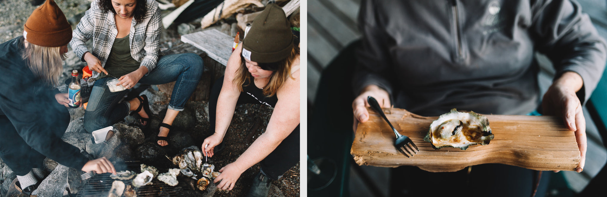 Photo: Campfire cooking oysters