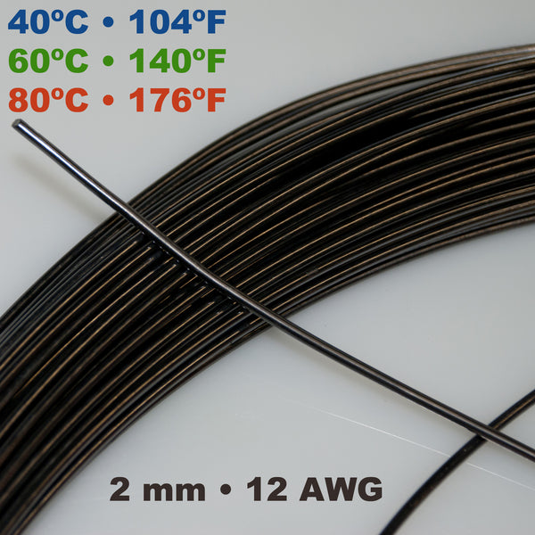 renforcé avec alliage de Nitinol à mémoire de forme 12 AWG 2.0 mm 40ºC 500 40 °C Niti Câble de 2 mm 