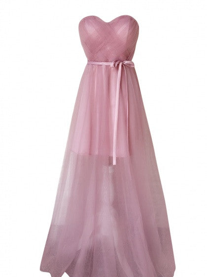 Light Purple Sweetheart Bandeau Lace Up Back Tulle Maxi Prom Party Dress