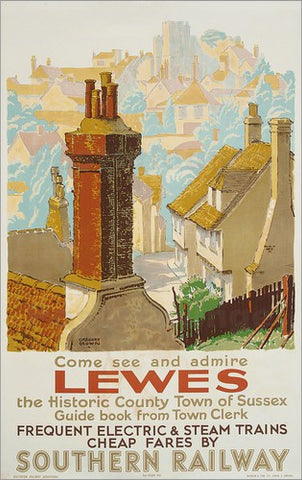 Lewes railway poster by F Gregory Brown