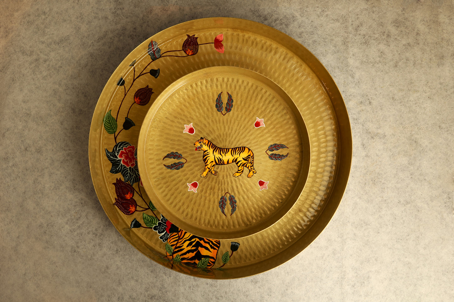Palampore Sherni Handpainted Brass Tray Set