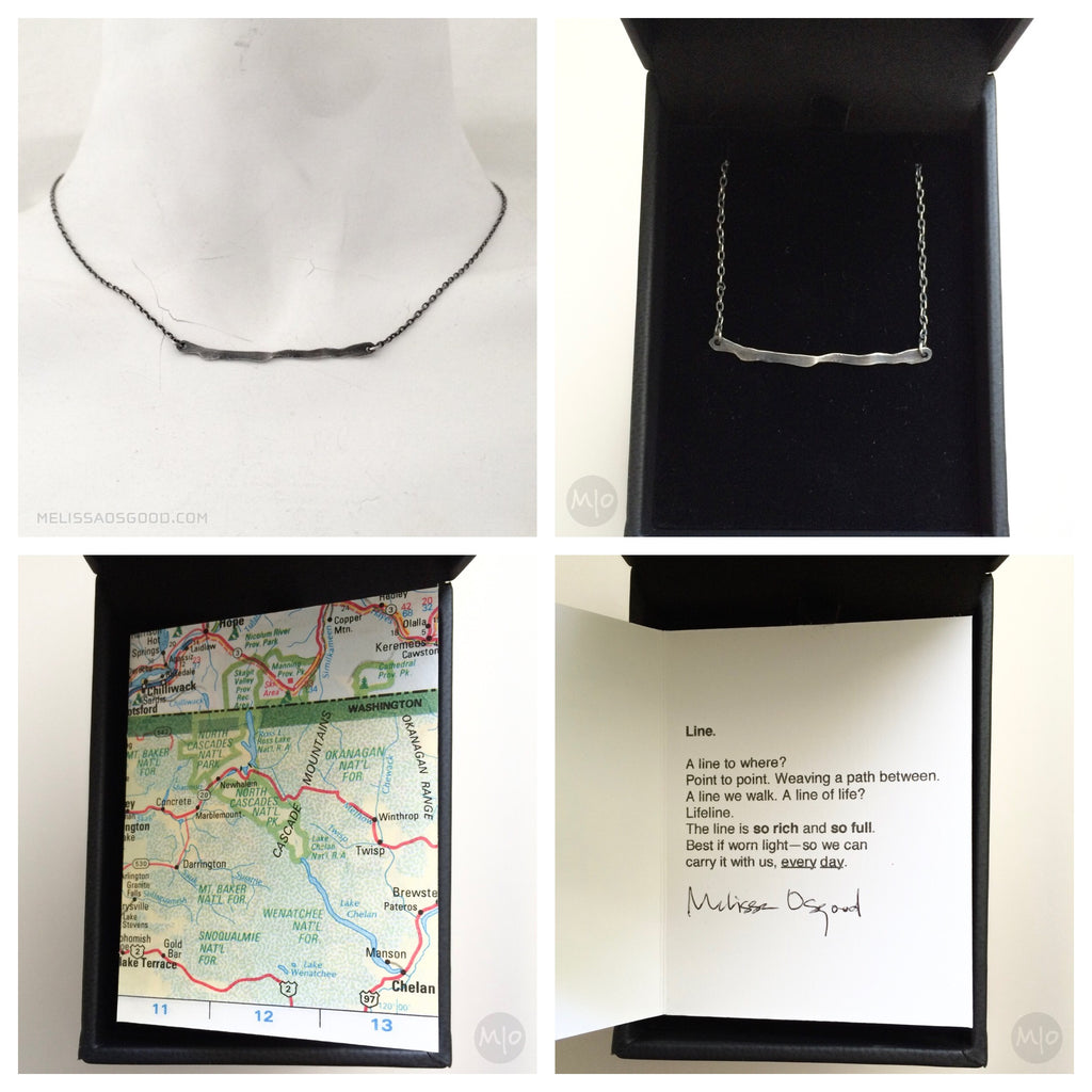 Custom Line Necklace with box and poem by Melissa Osgood