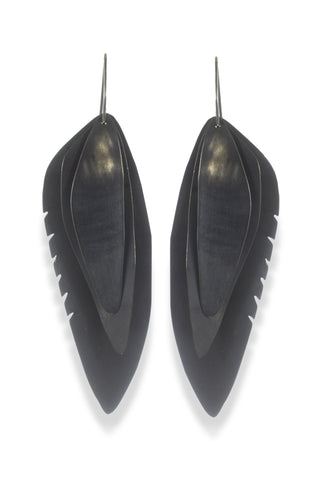 Wingfeather earrings, oxidized by Melissa Osgood Jewelry