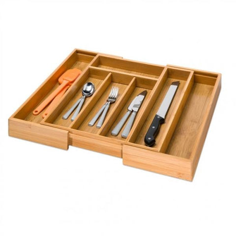 Expandable Cutlery Tray with 7 compartments / Bamboo