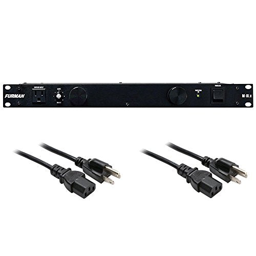 2 Hosa 18 Gauge Electrical Extension Cable Furman M-8Lx Merit X Series 8 Outlet Power Conditioner & Surge Protector with Dual Rack Lights plus
