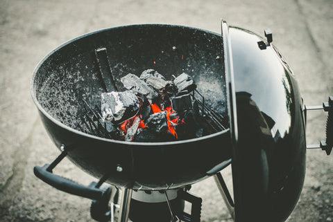 grill with charcoal ashes