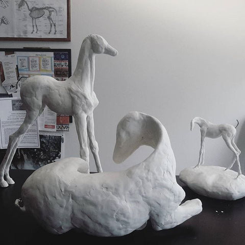Equine air dry clay sculptures by Susie Benes