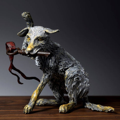 Air dry clay sculpture of a fantasy dog