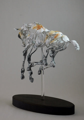 Suspending Gravity clay horse sculpture by Susie Benes