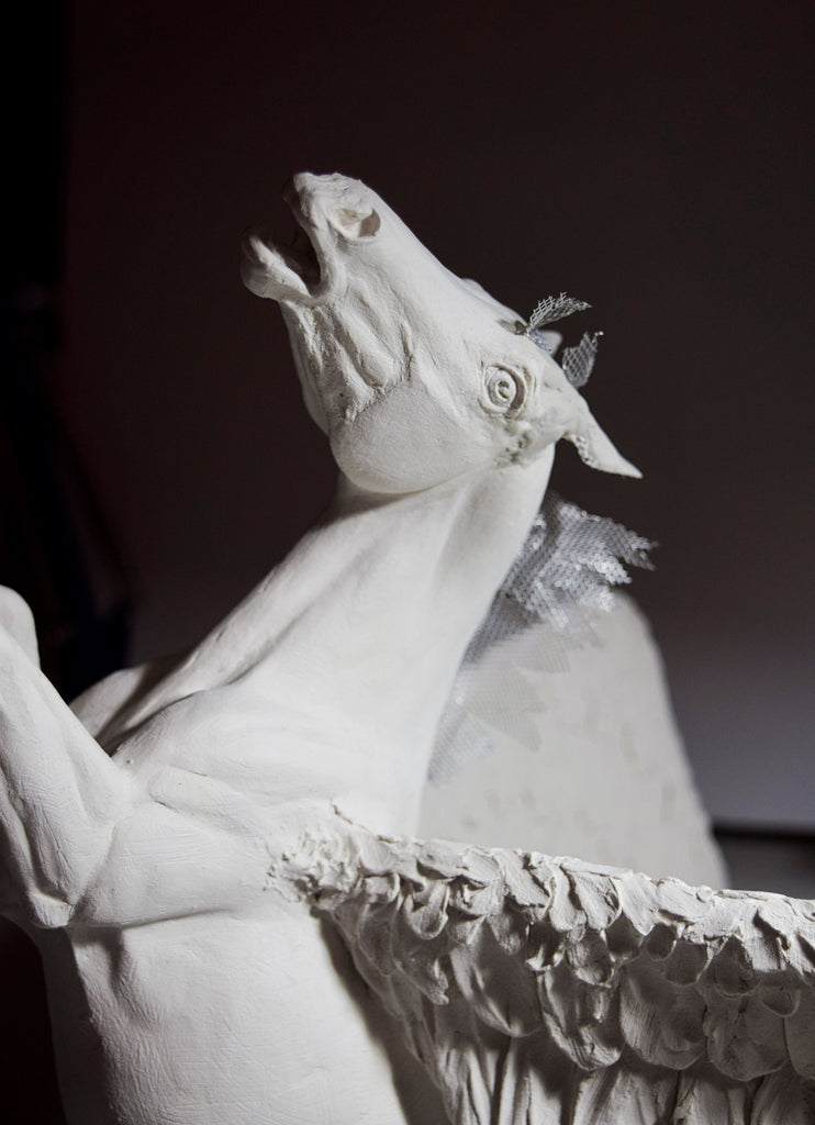 Pegasus horse air dry clay sculpture by Susie Benes
