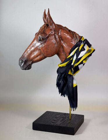 Horse head portrait sculpture clay modern Susie Benes