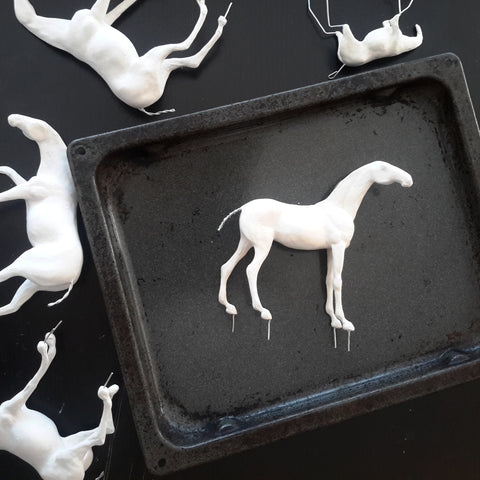 Baking air dry clay horses